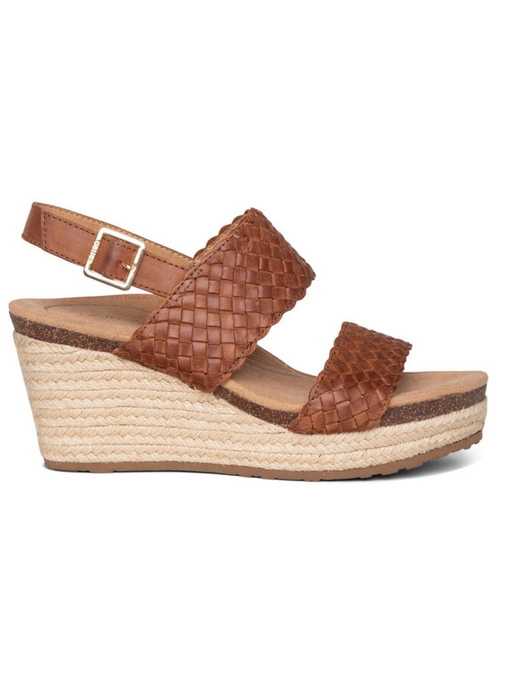 Aetrex Summer Woven Quarter Strap Wedges - Size 38 (7.5/8)